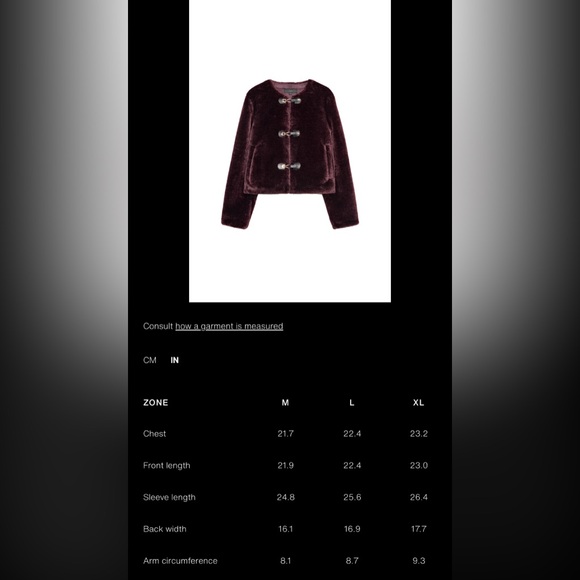Zara 🔥🔥🔥Burgundy Faux FurJacket Size Large -NWT - Picture 10 of 10